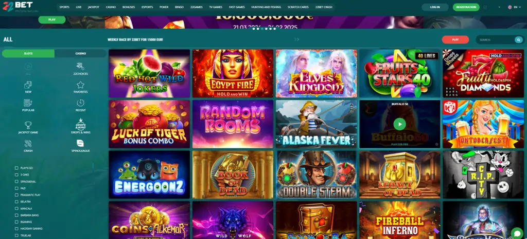 22Bet Casino Games